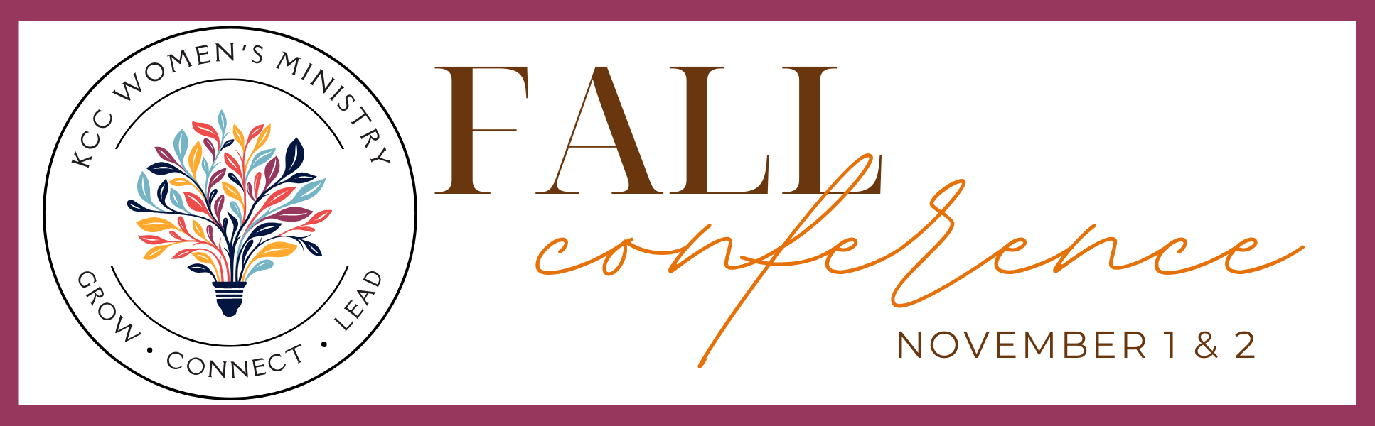 fall conference nov 1 and 2, kcc women's ministry logo with flower bouquet